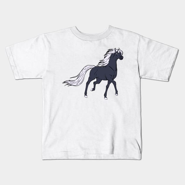 Black horse Kids T-Shirt by byb